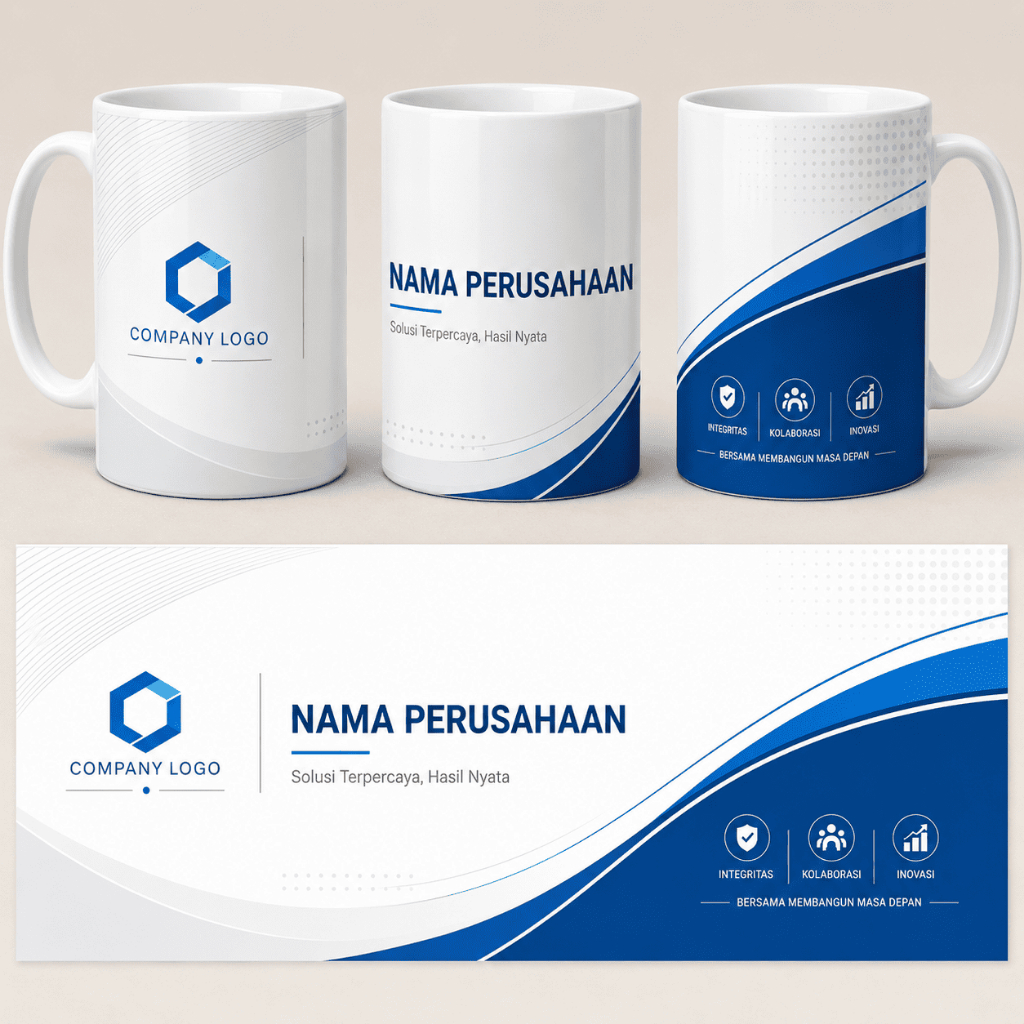 Mug Custom Perusahaan Bebas Pilih Template dan Bisa Desain Sendiri untuk Souvenir
