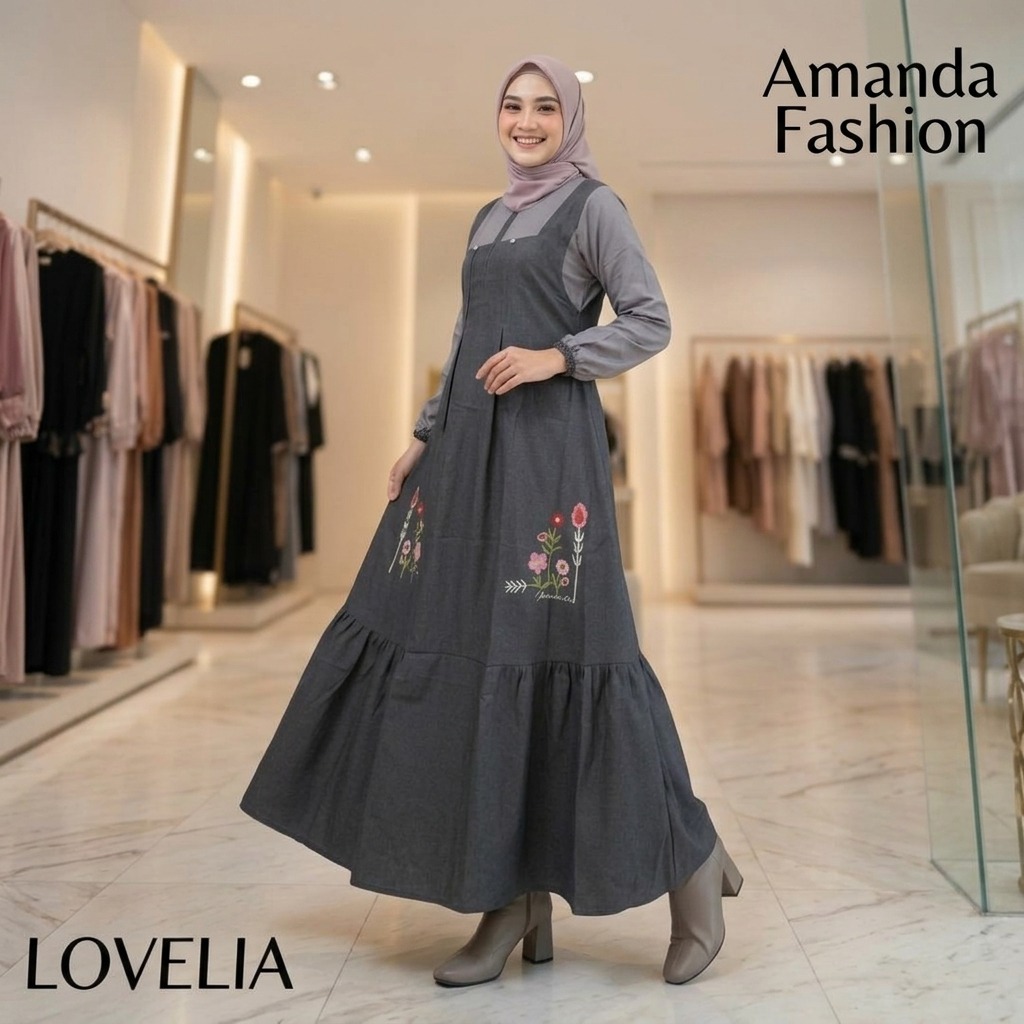 Gamis Amanda Lovelia Bugatti Mix Rayon Twill Premium(Free Pouch, Goodie Bag)