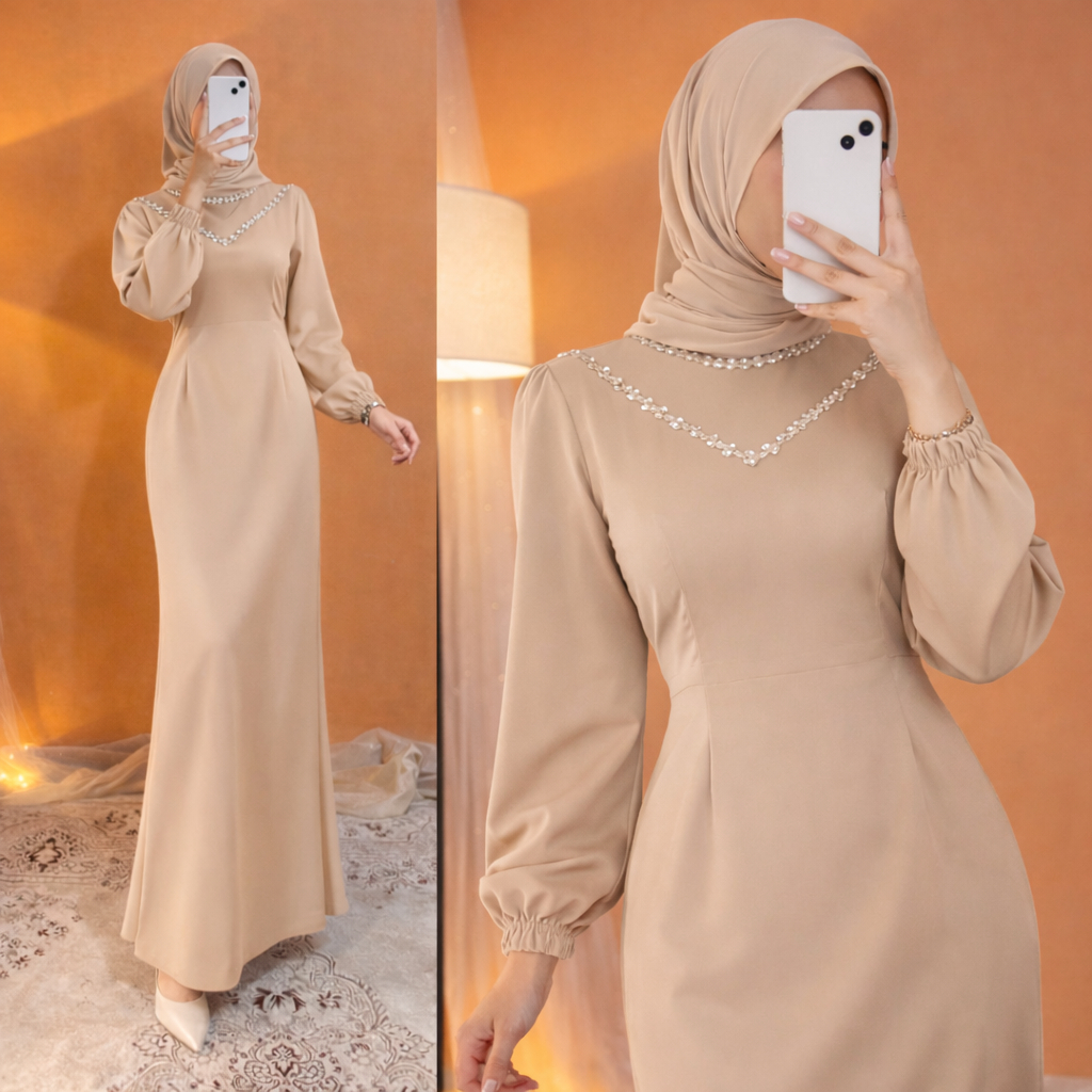 Calendula Dress Silk Premium Maxmara Gamis Kondangan Mewah Payet Dress Polos Pesta Promnight