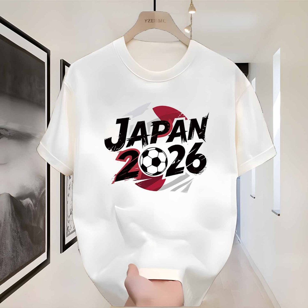 Kaos pria distro Kaos Merchandise Penggemar Jepang 2026 World Cup T-shirt Bola Desain Ikonik Bendera