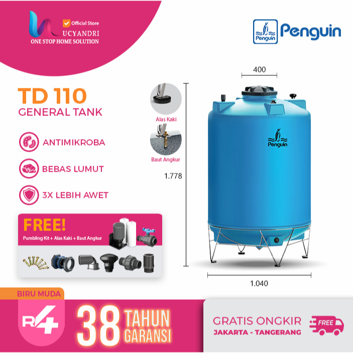 Tangki Air Penguin TD 110 Original Toren Air Tandon Air Berkualitas Anti Lumut