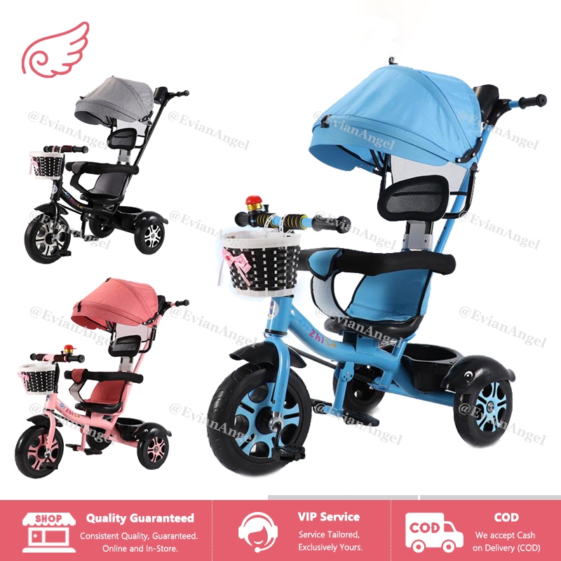 EVIANANGEL Sepeda Roda Tiga Anak Sepeda Roda 3 Bayi Tricycle Anak Sepeda Kereta Dorong Troli Bayi Se