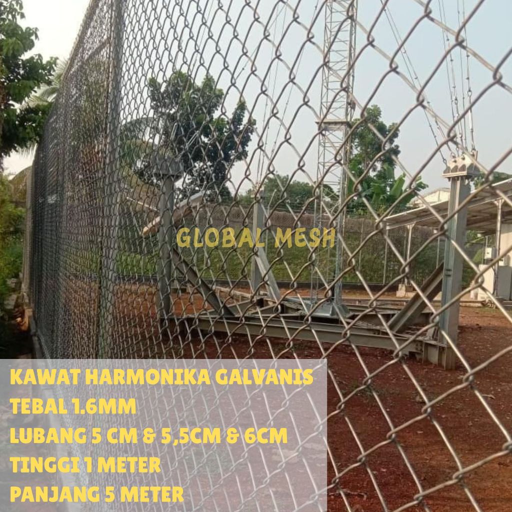 (P5) T1 Kawat Pagar Harmonika Galvanis Tebal Kawat 1,6MM Lubang 5CM & 5,5CM & 6CM ( 1X 5 METER ) PER