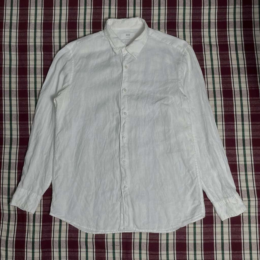 Shirts / Baju Kemeja Lengan Panjang Linen UNIQLO size L warna putih
