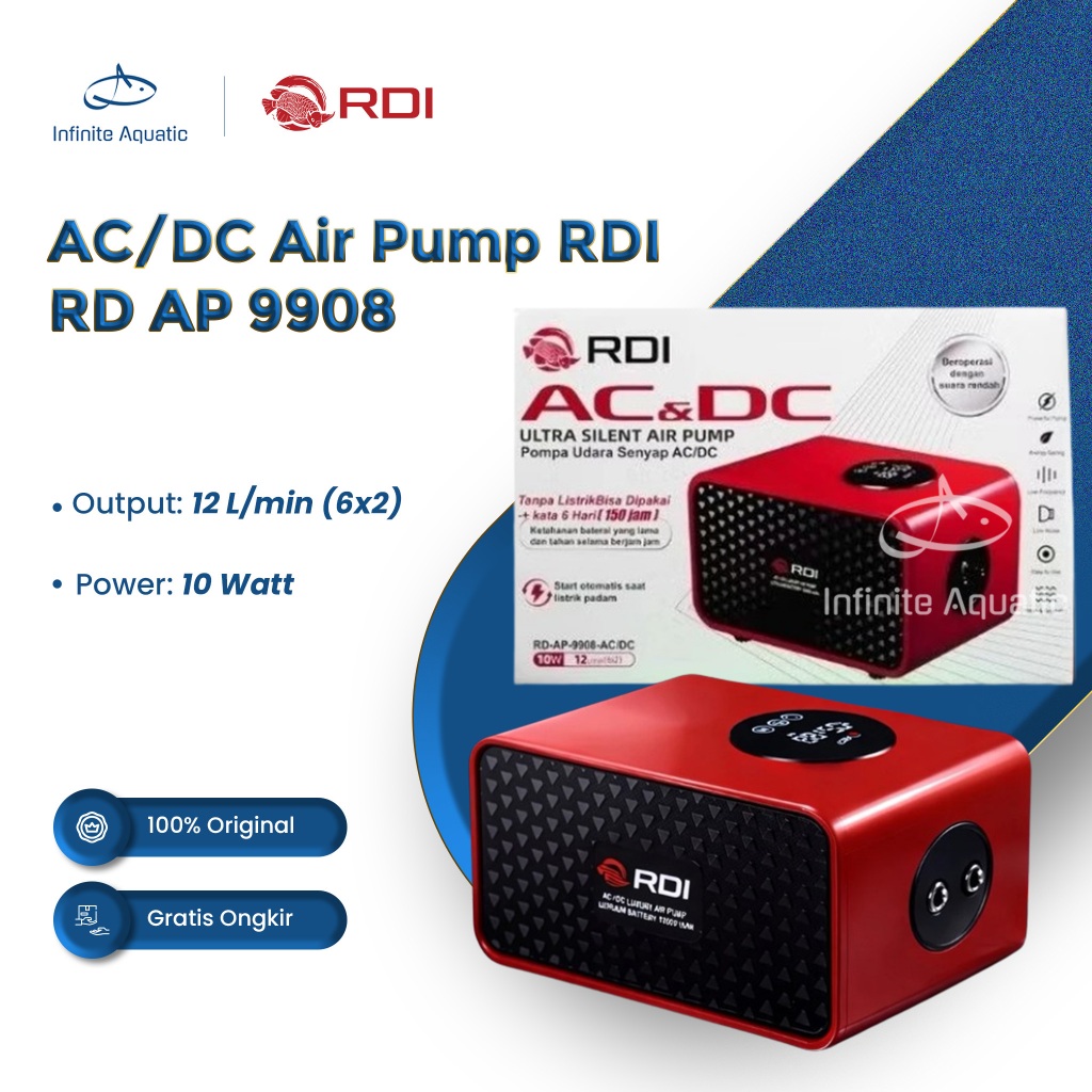 Air Pump AC DC AC/DC RDI RD AP 9908 AC DC Aerator Air Pump Silent Kolam Aquarium