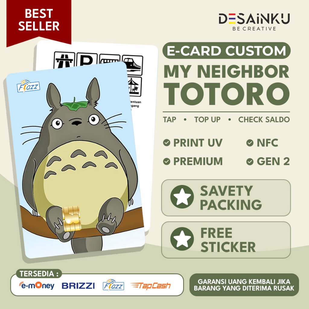 Custom Etoll MY NEIGHBOR TOTORO - NFC Emoney Tapcash Brizzi Flazz Limited Anime Card