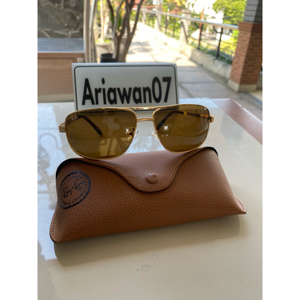 kacamata ray-ban rb 3281 frame rosegold kaca coklat sz 63