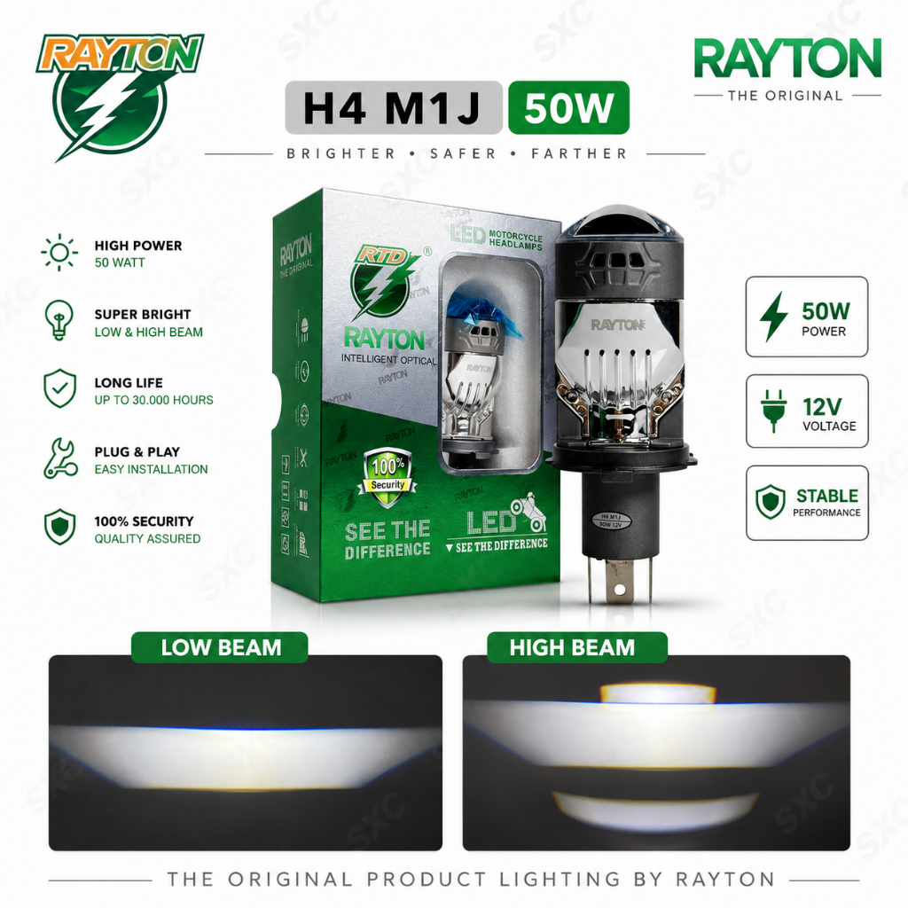 ORIGINAL RTD RAYTON MINI LED H4 M1J 50 WATT BLUELENS MOTOR MOBIL