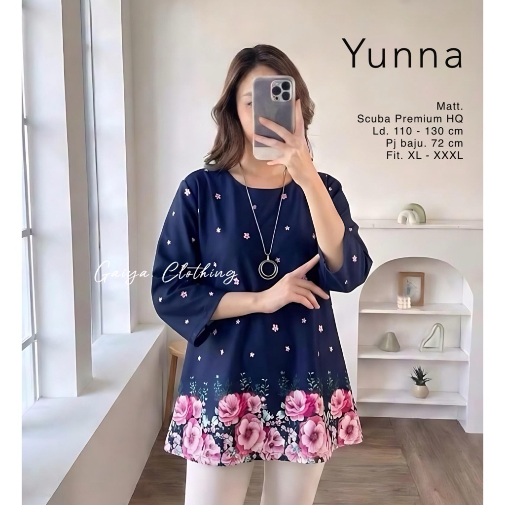 Blouse scuba atasan jumbo scuba wanita - YUNNA TOP