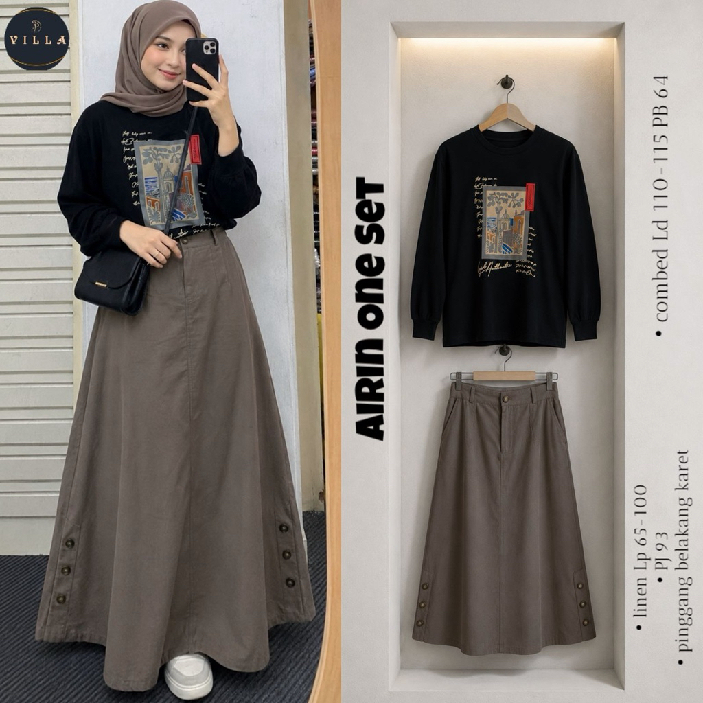 Airin Set Rok Baju Setelan Wanita By Villa Realpict