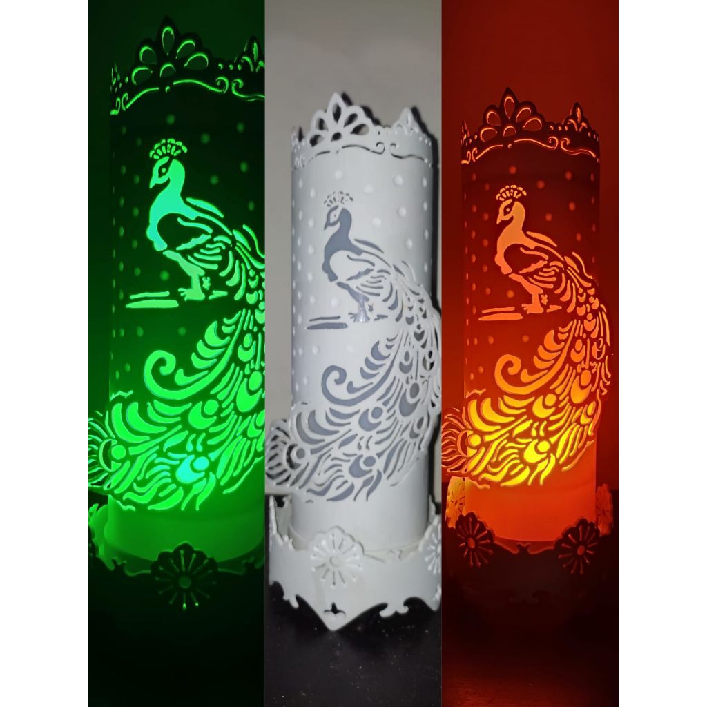 Lampu hias motif burung merak