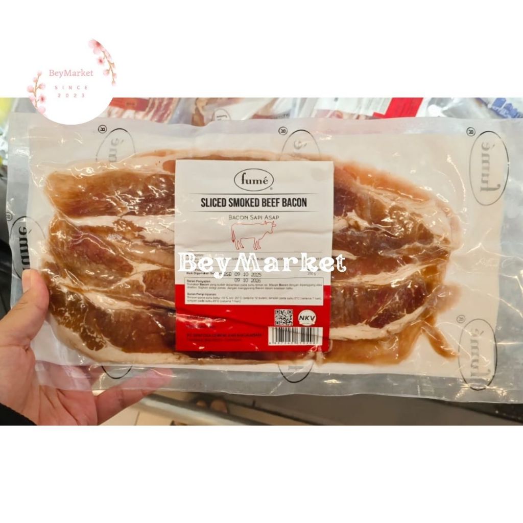 Fume Slice Smoked Beef Bacon 250gr | Bacon Sapi Asap | Pack