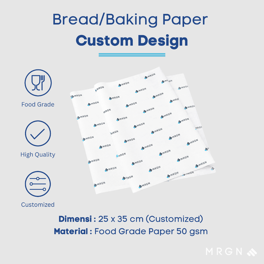 Custom Food Paper Packaging | Cetak Logo Kertas Makanan Food Grade Custom Kertas Pembungkus Makanan
