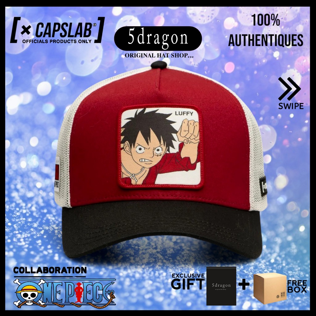 TOPI CAPSLAB ORIGINAL TEUCKER ONE PIECE MONKEY D.LUFFY OP5 RED