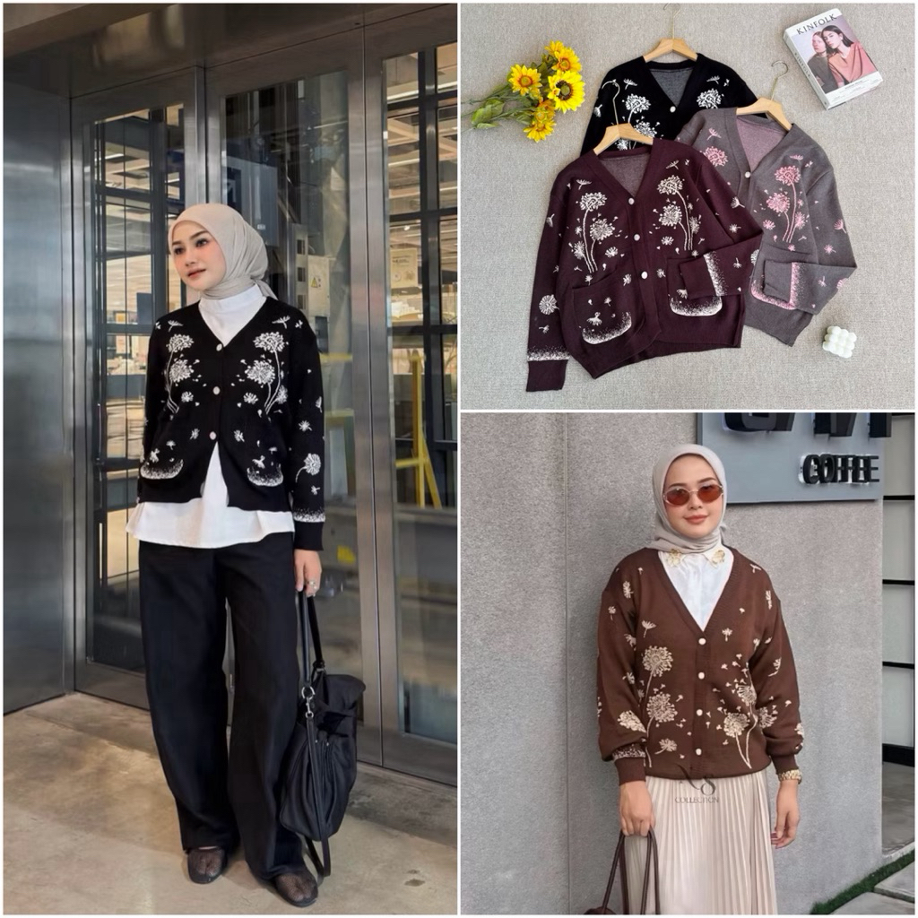 TATAOS BANGKOK LILY CARDY BUNGA POCKET PATTERN KNIT RAJUT IMPORT