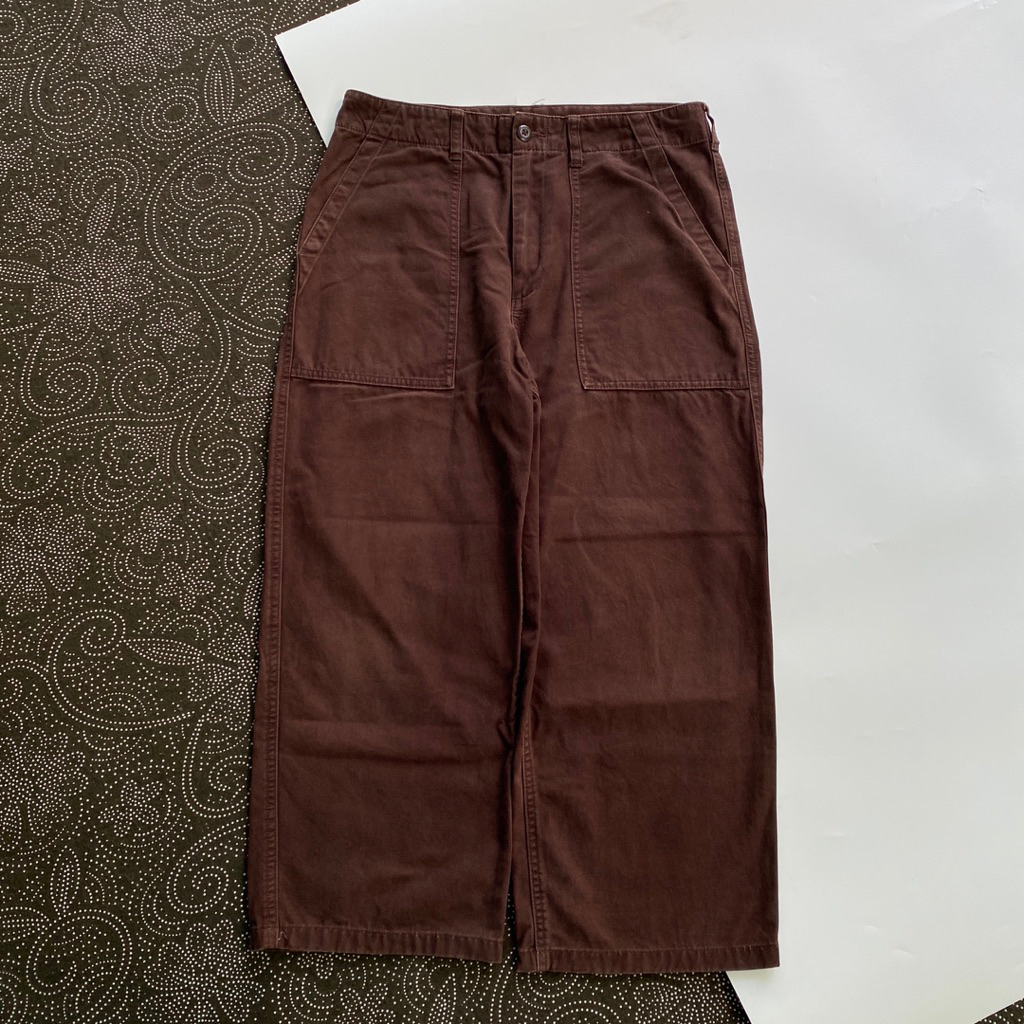 Celana Panjang by Uniqlo Fatigue Wide Pants Dark Brown
