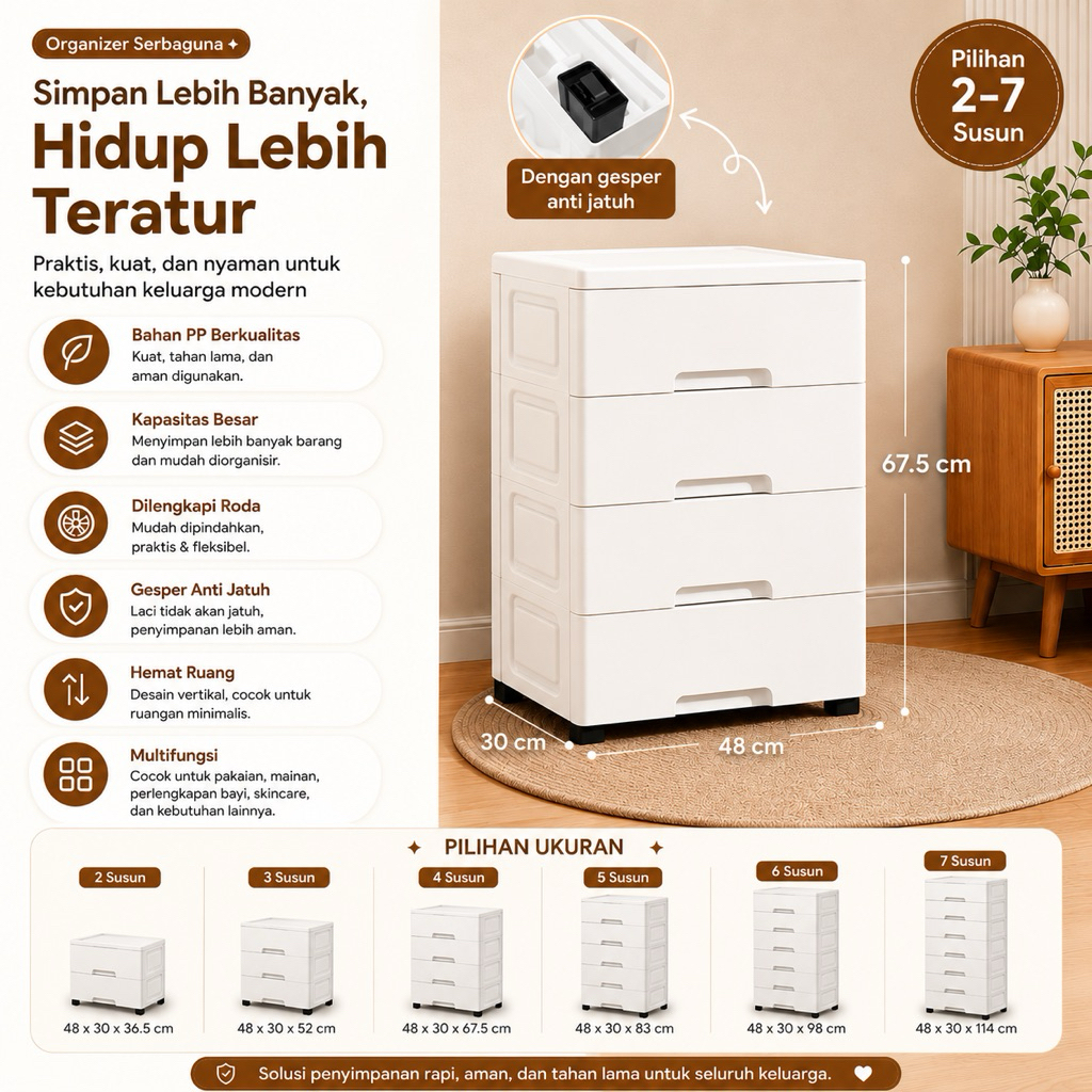 Lemari Plastik Premium Lemari Warna Putih Lemari Pakaian Anak Import Size Jumbo Drawer Storage Cabin