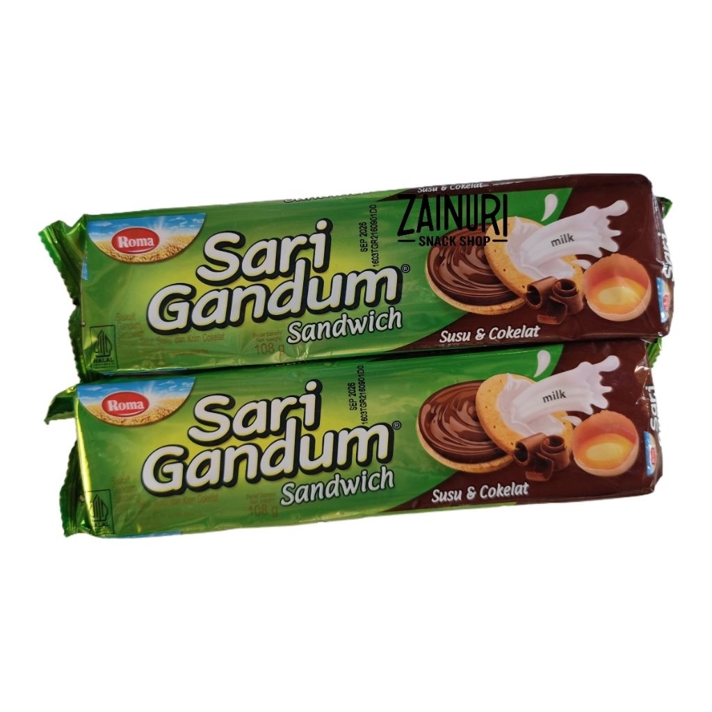 Roma Sari Gandum Sandwich Susu & Cokelat 108gr - Biskuit Gandum