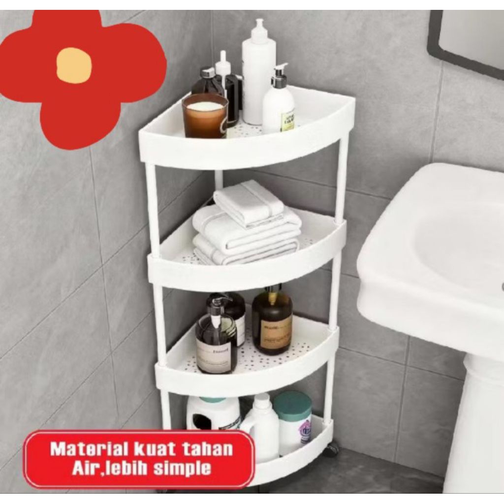 Rak Dapur Segitiga 4susun GSF / Rak Kamar Mandi / Serbaguna / Rak Sebaguna Cantik estetik / Rak dapu
