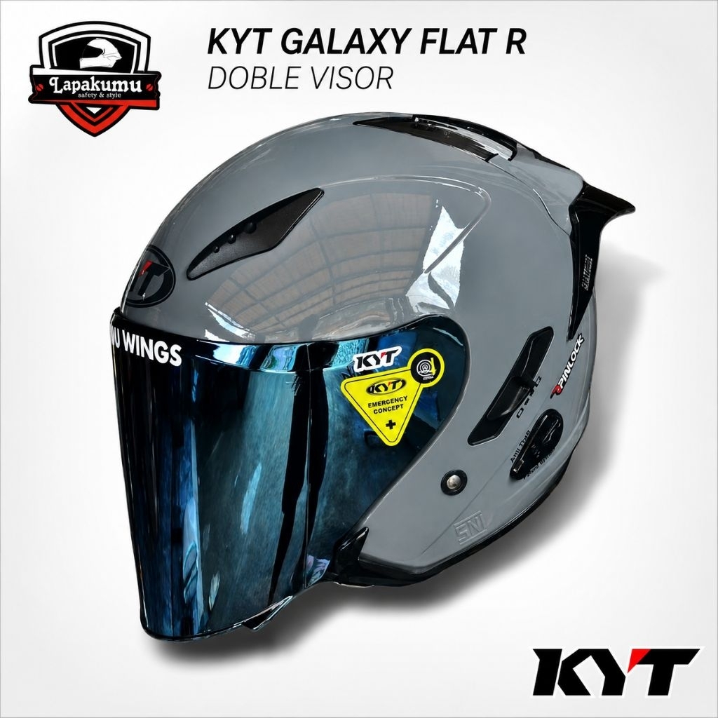 HELM KYT GALAXY FLAT R PAKET GANTENG GORILA GREY ( COD)