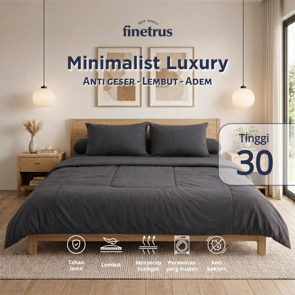 Finetrus - Bedcover Set Sprei Flat Untuk ketebalan 30 cm