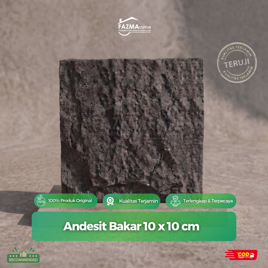 Batu Alam Andesit Bakar 10x10 | Dekorasi Rumah | Fasad Rumah