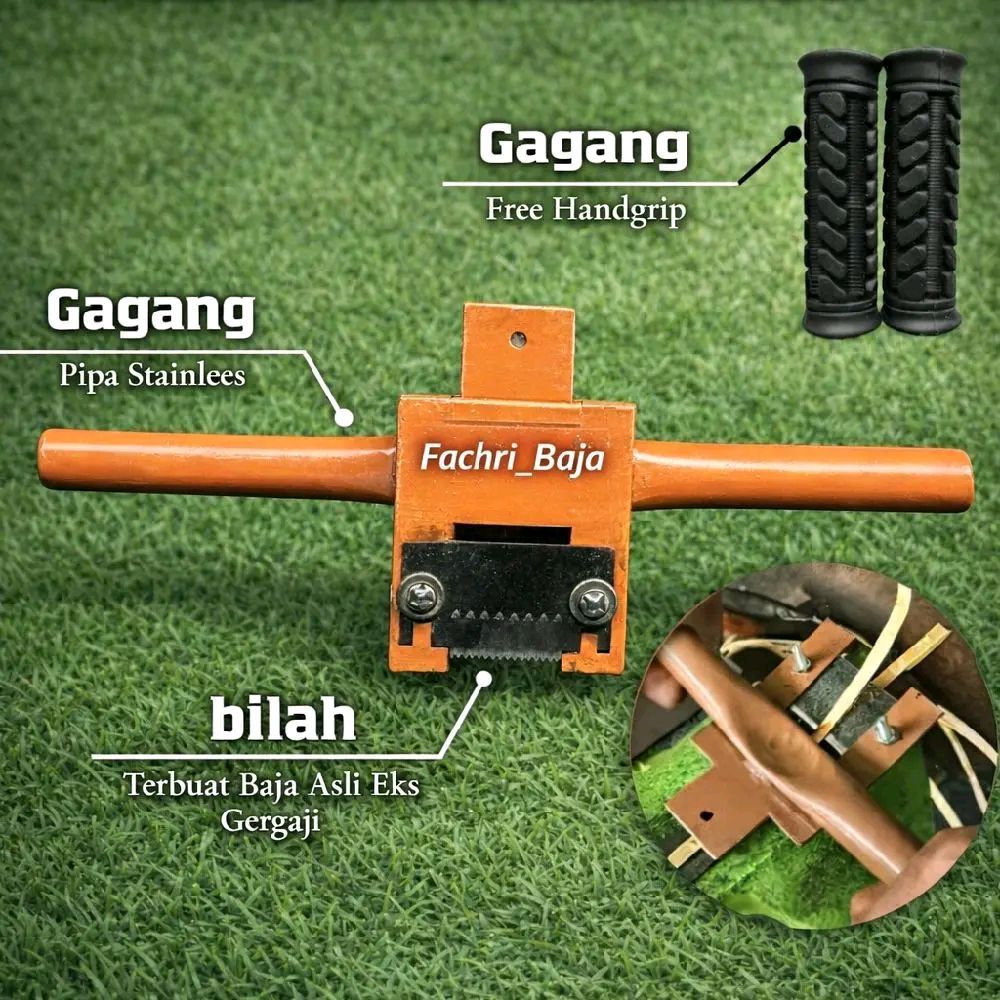 Alat Irat Bambu Baja Tajam | Alat Serut Bambu | Bilah Baja Eks Gergaji | Gagang Pipa Besi Kuat