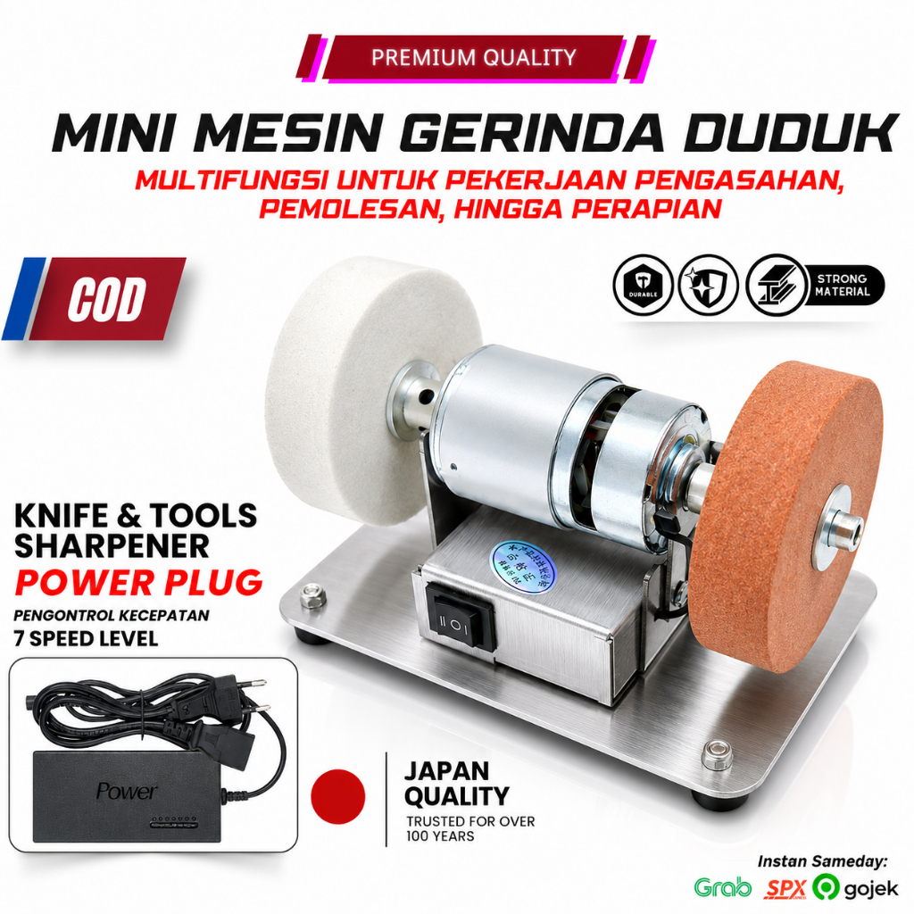 Mini Mesin Gerinda Duduk Stand Holder Meja Penggerindaan Kasar dan Halus dengan Mata Gurinda Poles B