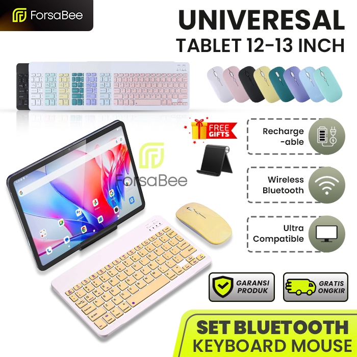 FORSABEE - ( SET KEYBOARD & MOUSE ) untuk Tablet Ukuran 12 12.4 12.9 Inch Inci Wireless Bluetooth Bl