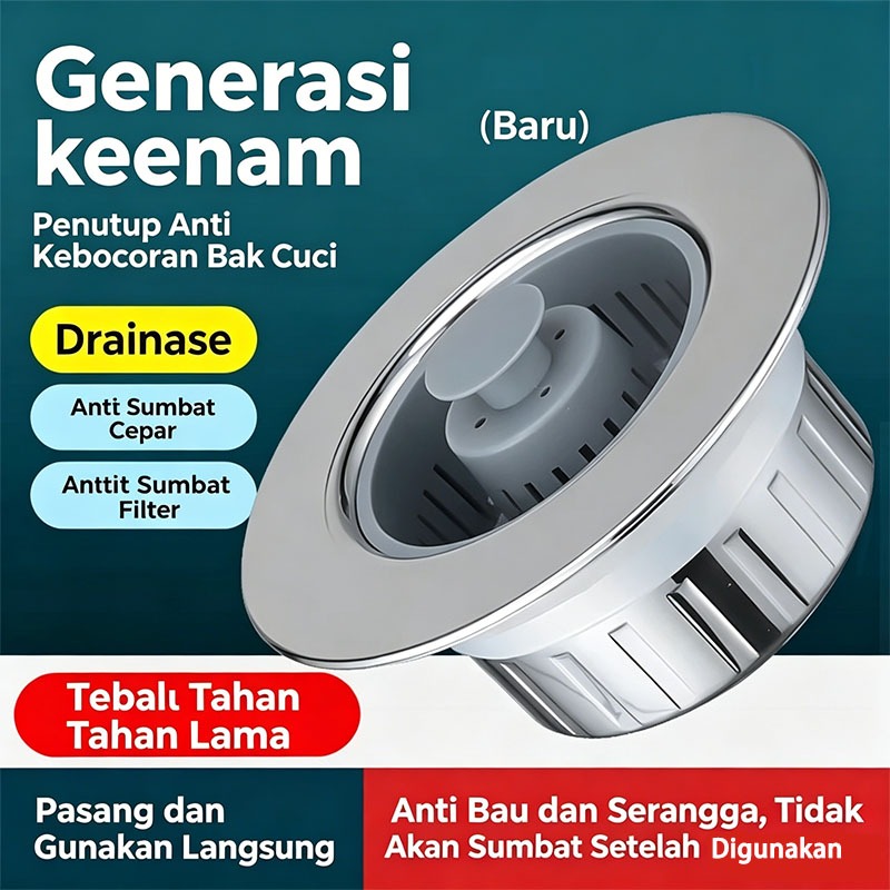 Sumbat saluran pembuangan wastafel dapur, aksesori sumbat saluran pembuangan wastafel dapur, filter 