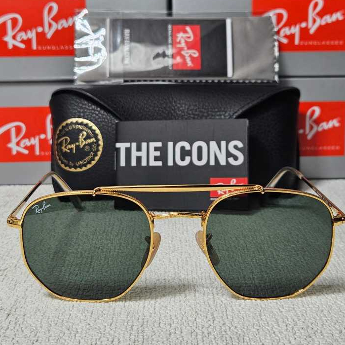 Kacamata Rayban The MARSHAL RB3648 OO1 Gold Lens Green Original