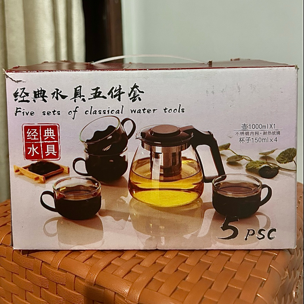 TEKO KACA TAHAN PANAS - GLASS TEA SET TRANSPARAN 5 PCS