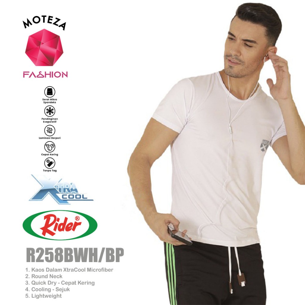 Rider Xtracool R258BP R 258 BP Kaos Dalam Pria Round O Neck | Putih