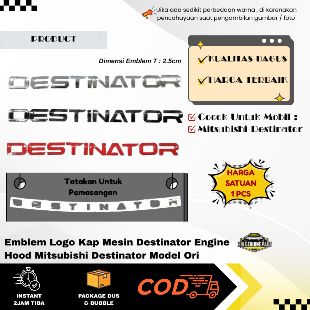 Emblem Logo Kap Mesin Destinator Engine Hood Mitsubishi Destinator Model Ori