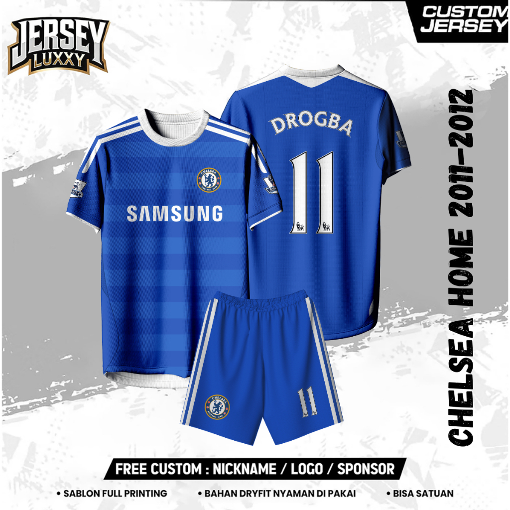 Jersey Bola CHELSEA HOME 2011-2012 Free custom nama dan nomor untuk dewasa dan anak anak Full Printi