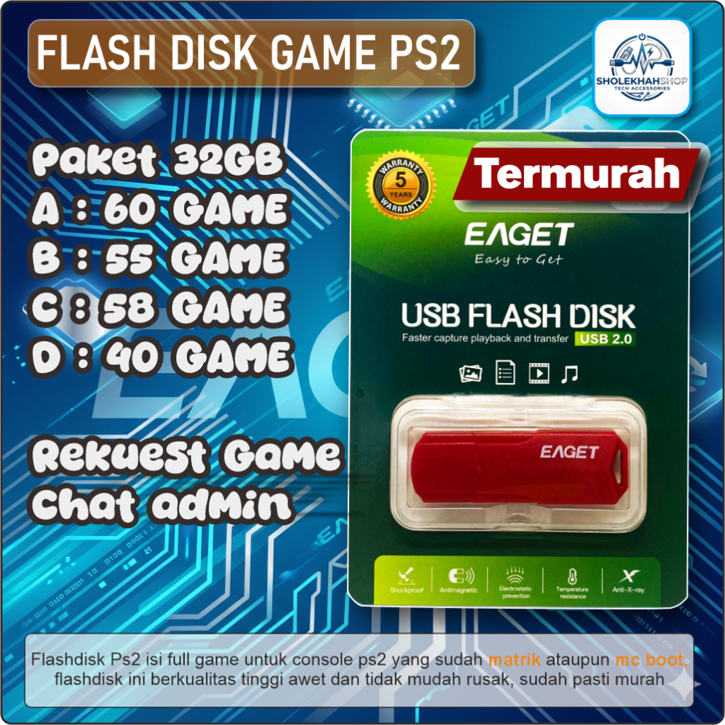 Flashdisk PS2 Paket Full isi 60 Game