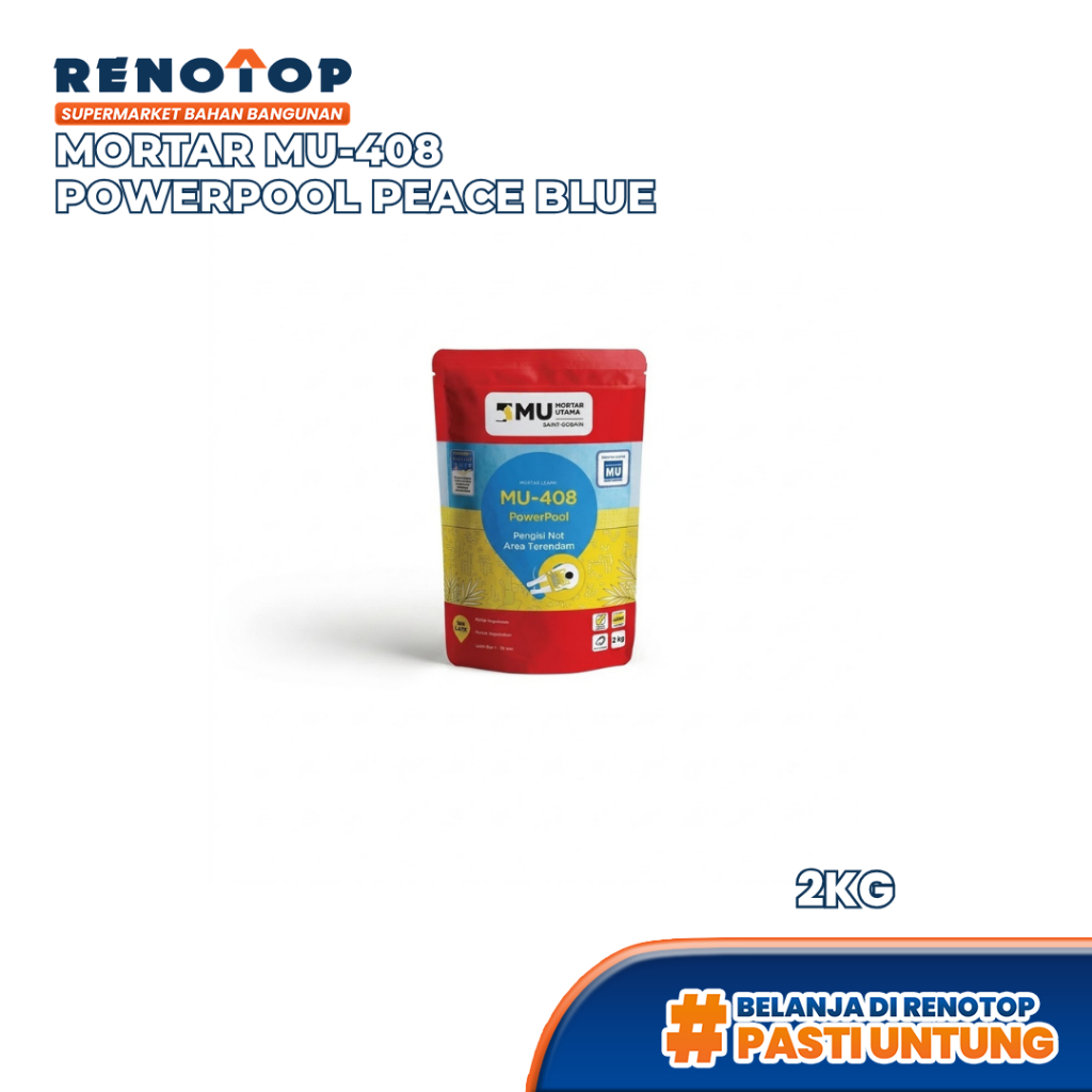 Renotop Pengisi Nat Kolam Renang Mortar Utama MU-408 PowerPool Peace Blue 2 Kg