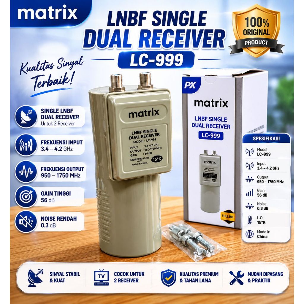 LNB C Band Dual Output (1 Satelit 2 Receiver Parabola)