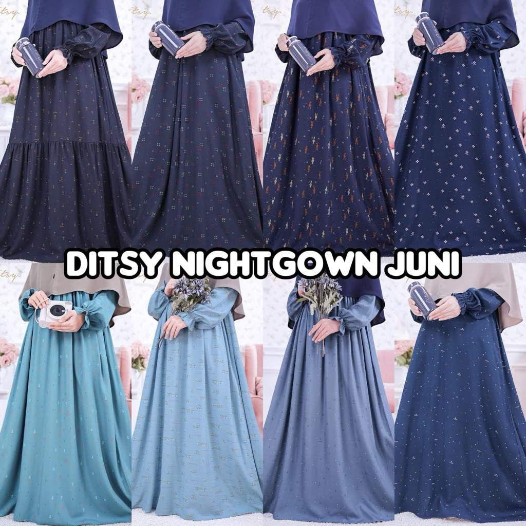 Ditsy Nightgown Juni XS S M L XL XXL XXXL JUMBO Averie Shitake Averie Dark Chocolate Averie Sable Bl