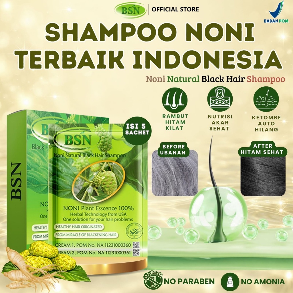 BSN Noni Shampoo isi 5 sachet | Shampoo terbaik untuk rambut uban sehat alami