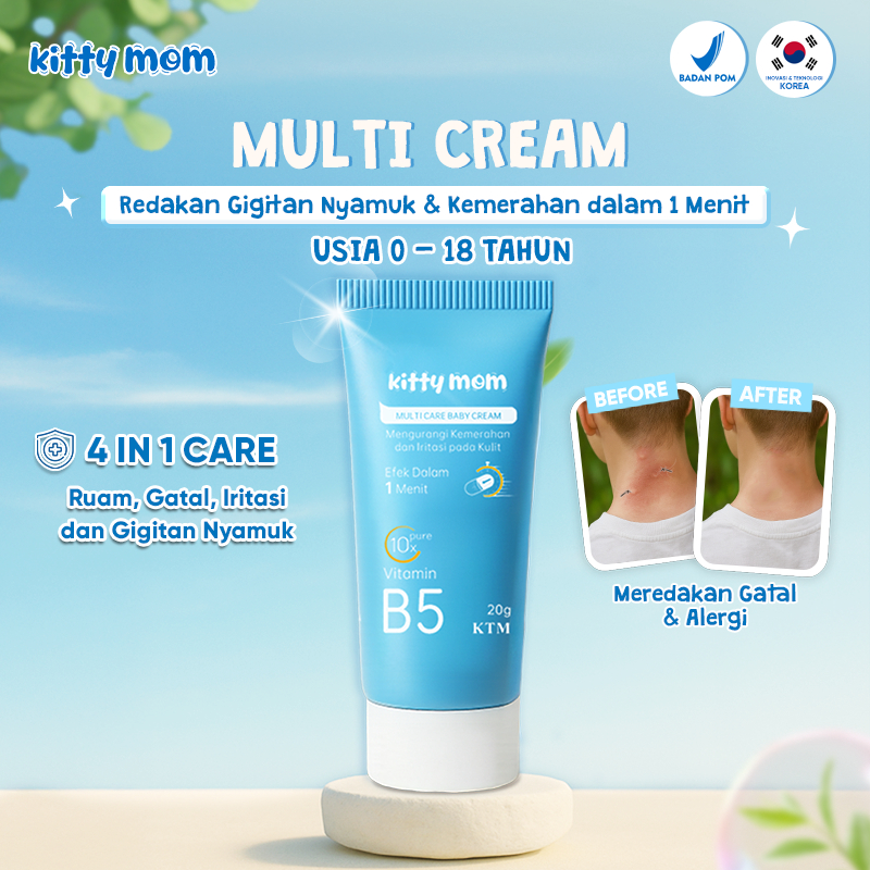 Kitty Mom Baby Multi Cream Multi Efek | Krim Ruam Anti Iritasi, Anti Gatal, Gigitan Nyamuk & Biang K
