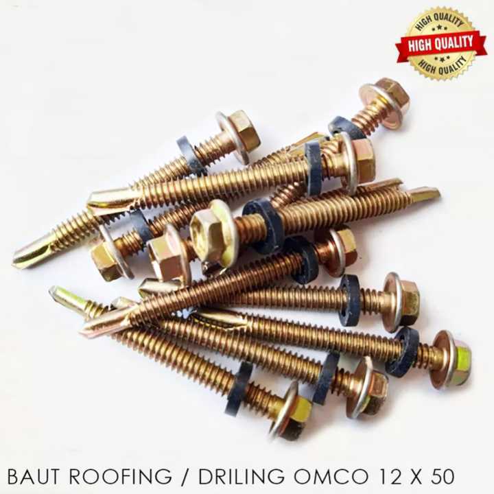 SAB Baut Roofing 50 / Baut Baja Ringan 12 x 50 / 5cm - Sekrup Roofing / Baut Baja Ringan Kuning - se