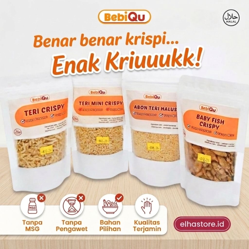BEBIQU Teri Crispy Baby Fish Ikan Petek Abon Lauk Krispi Sehat Non MSG / Pengawet Halal