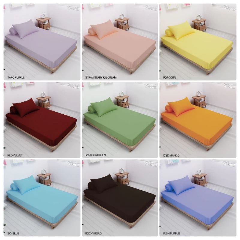 Sprei California Polos Embos 160x200 & 180x200 Tinggi 20 cm No 1 6 Kaki - Terlaris Warna Hitam Cokla