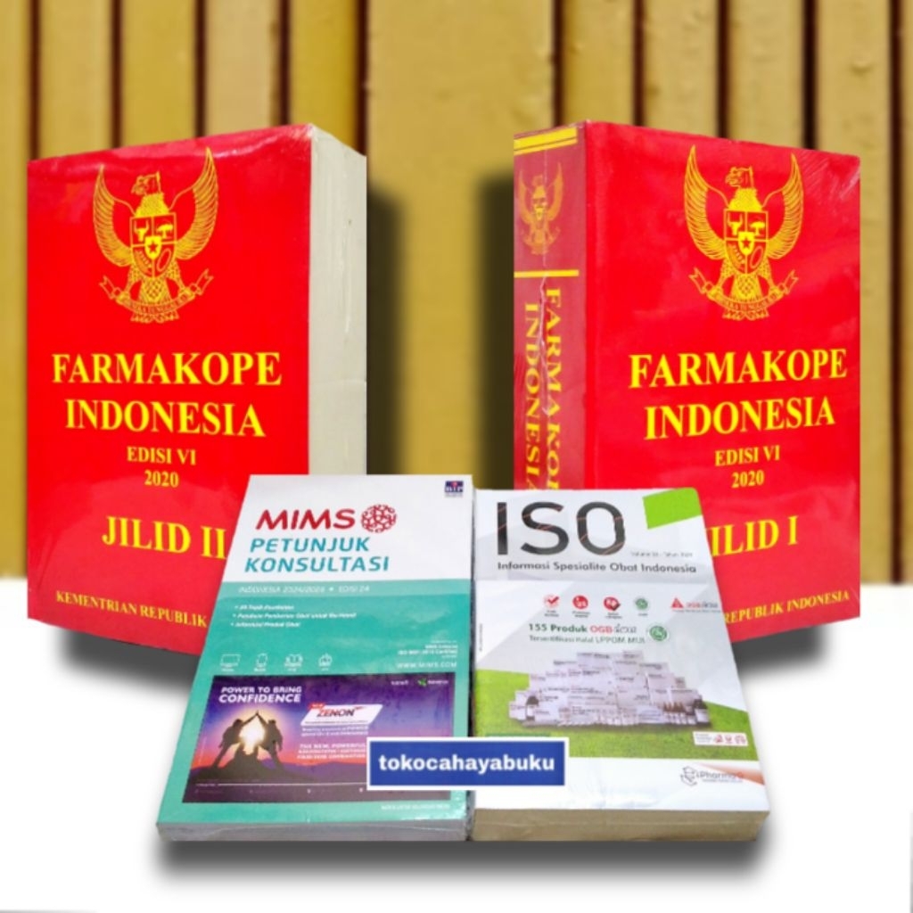 Paket 4 Buku Farmasi ; ( FI 6 ) Farmakope ed.6 jl.1&2 , MIMS Konsultasi th 2025, ISO Indonesia
