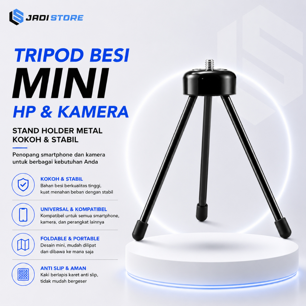 Tripod Besi Mini HP dan Kamera Stand Holder Metal Kokoh Stabil Penopang Smartphone untuk Live Stream