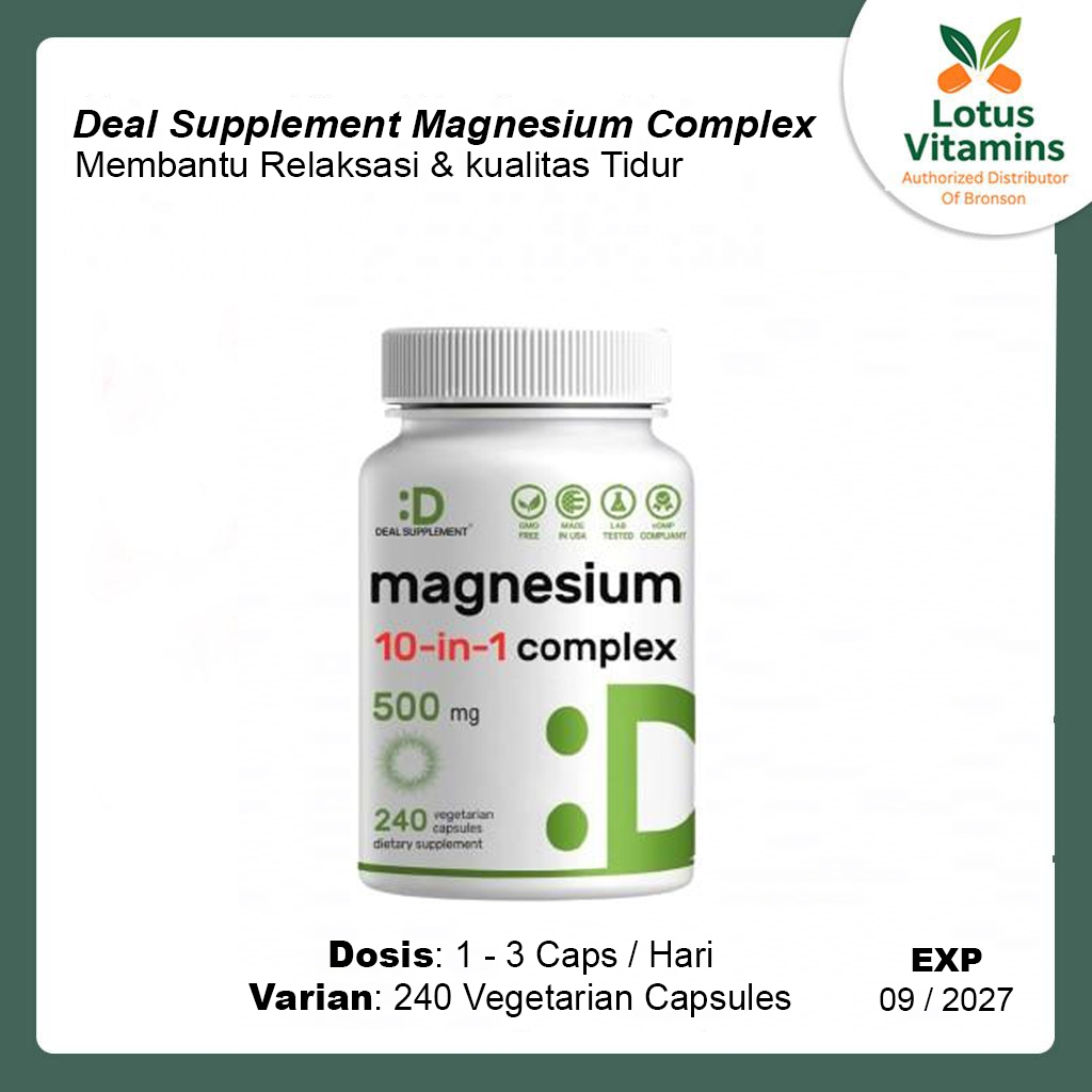 Deal Supplement Magnesium Complex 500mg – 10 Jenis Magnesium High Absorption