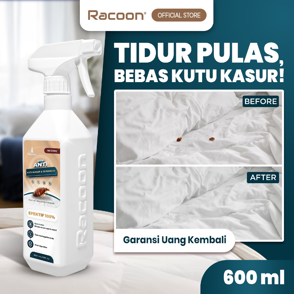 Racoon Anti Kutu & Serangga 500ml / Kutu Busuk / Tungau / Kutu Kasur 100% Efektif Atau Uang Kembali