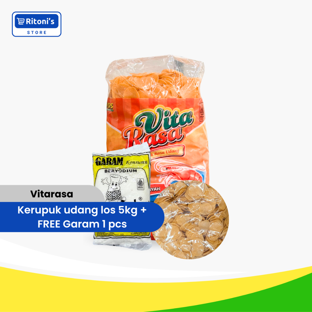 Vitarasa Kerupuk Udang Los 5kg (Bisa Repack) + FREE Garam 1 Pcs