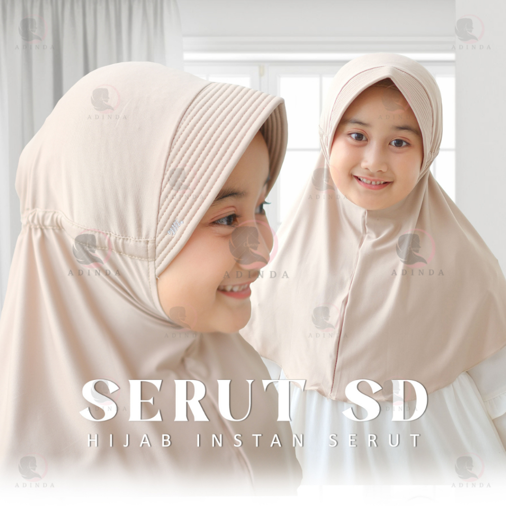 Bergo Serut Anak (SD) | Jilbab Instan Serut Spandex Jersey I Bergo Serut Jokowi I Bergo Serut Adiba